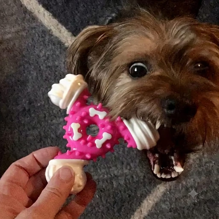 Spiky Tri-Bone Rubber Dog Chew Toy